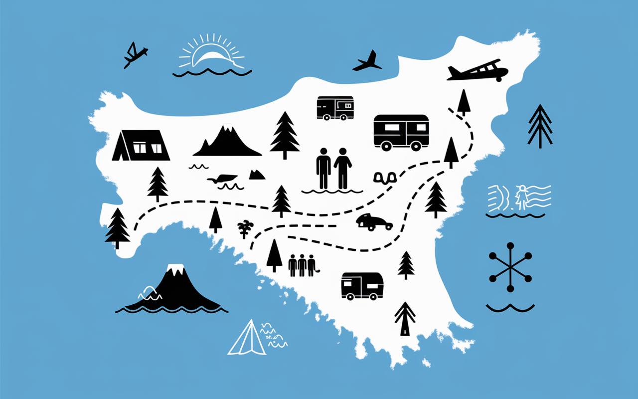 Carte Sicile camping familial accès plage volcan mobil home