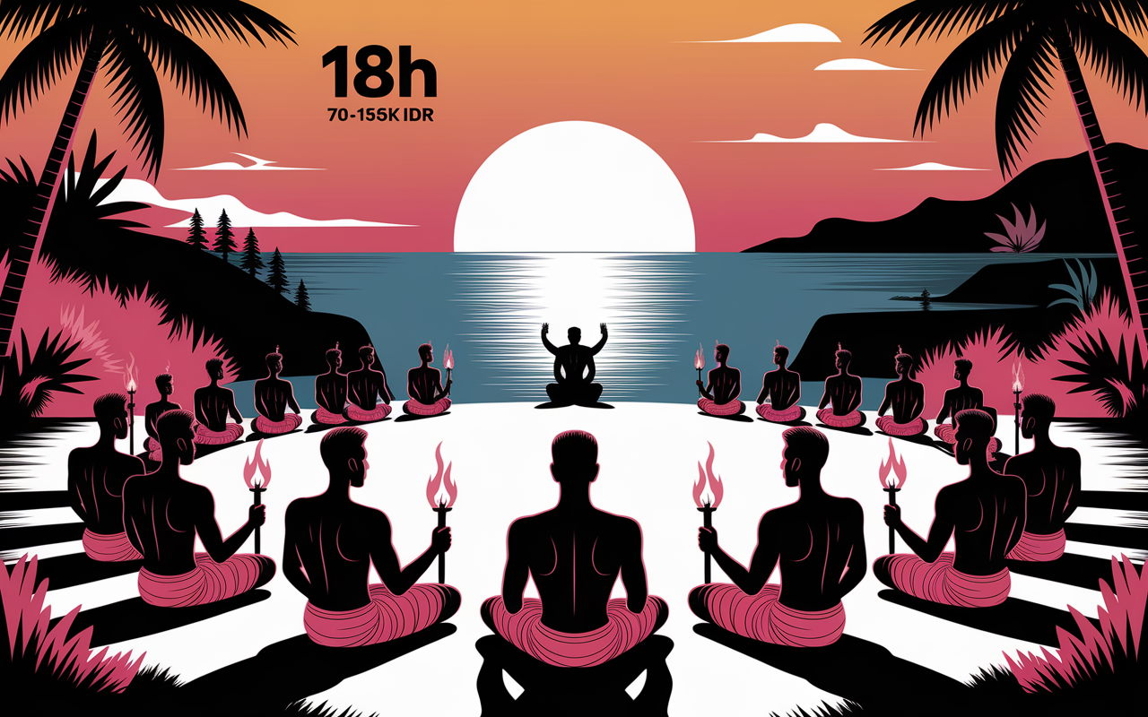 Cercle Kecak temple Uluwatu Bali sunset