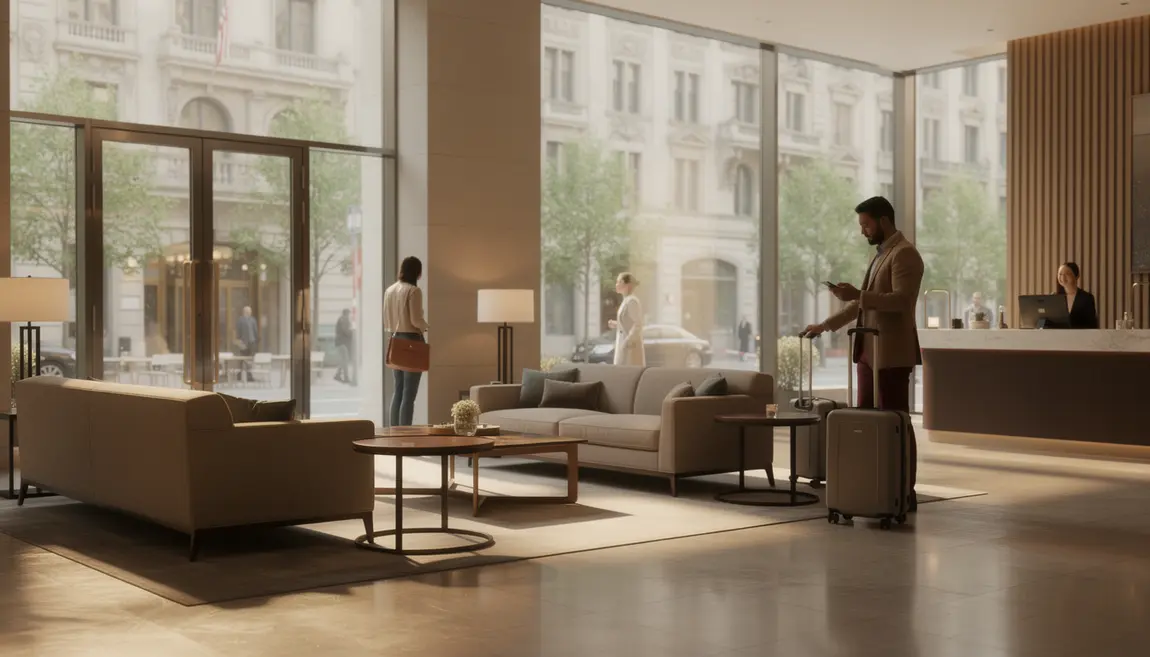 Hall élégant de l'Hotel Victoria Turin centre ville