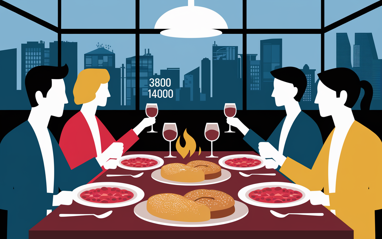 Table avec goulash strudel vin restaurant Budapest