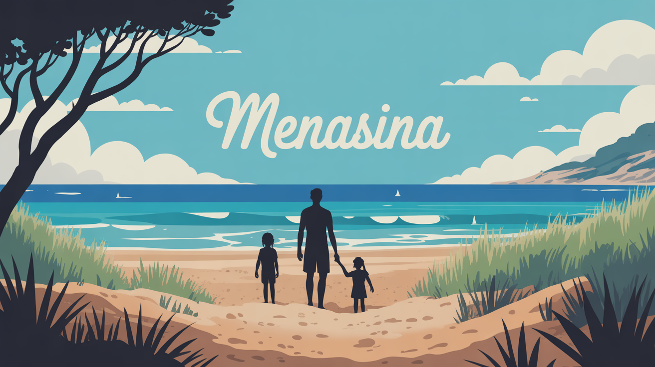 Illustration plage Menasina Corse sable clair mer turquoise ciel été
