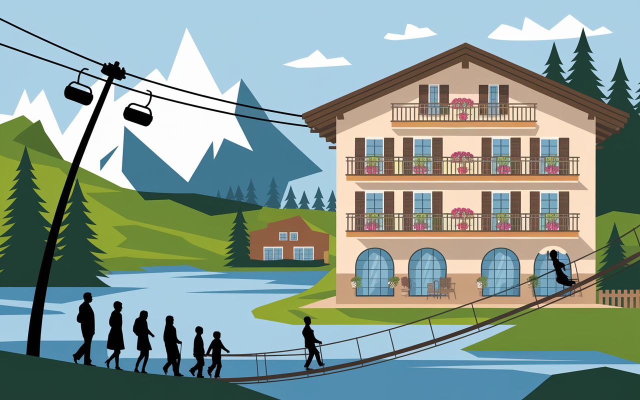 Activites familiales Grande Dixence hotel tyrolienne passerelle