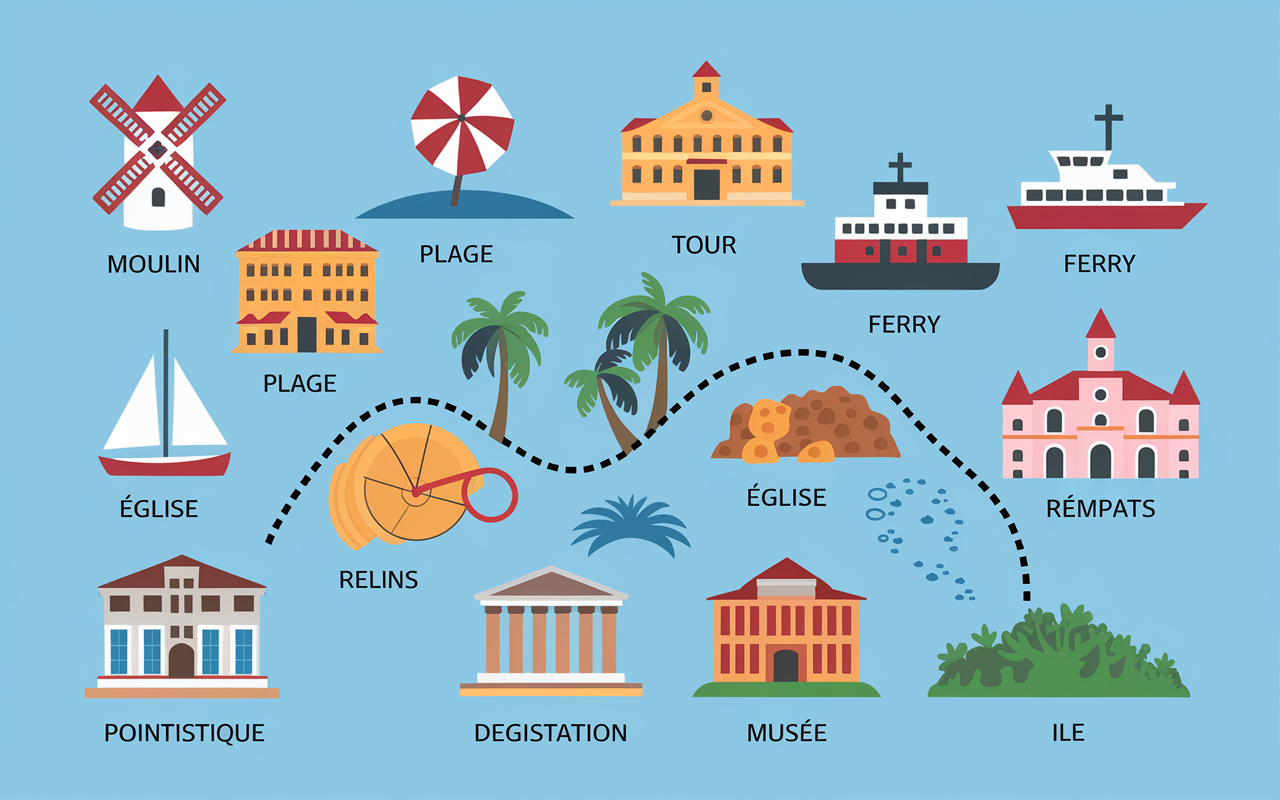 Carte symbolique attractions Trapani Sicile tourisme
