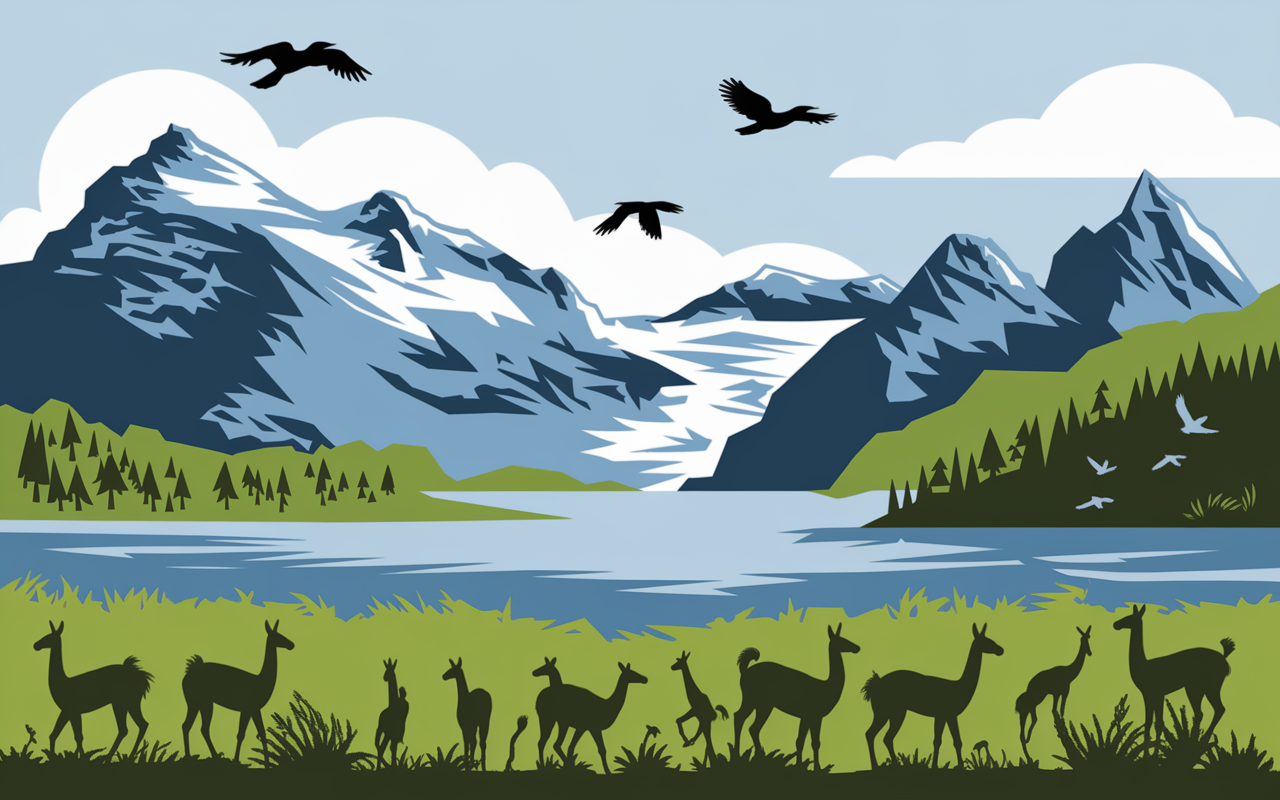 vue panoramique parc torres del paine guanacos randonneurs