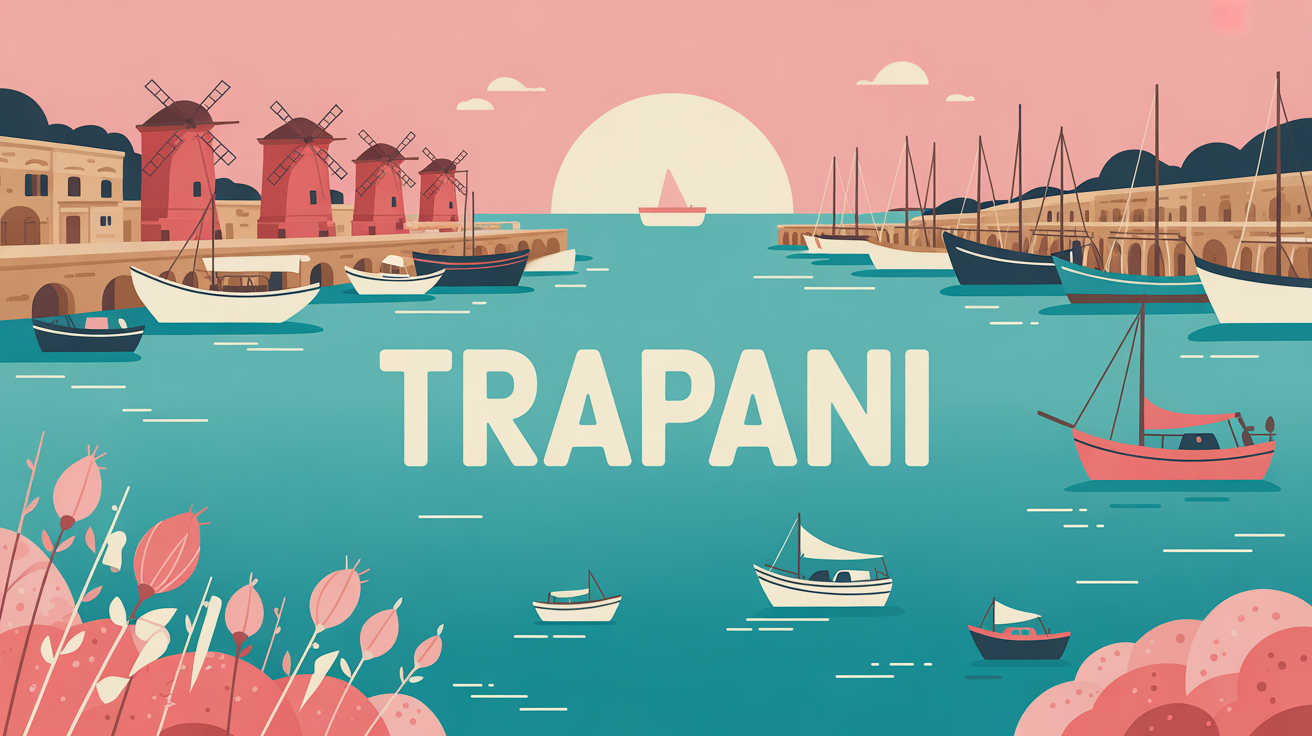 Port de Trapani Sicile, moulins rouges et salines roses