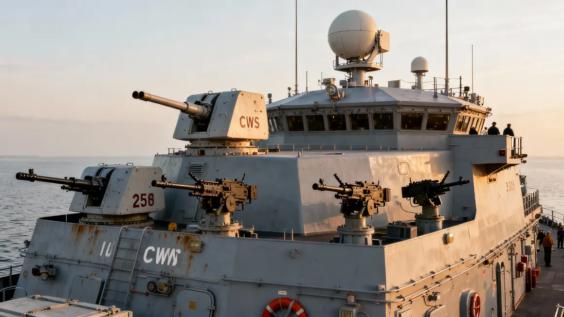 Détail armement USS Ashland CIWS canons 25mm sans Tomahawk
