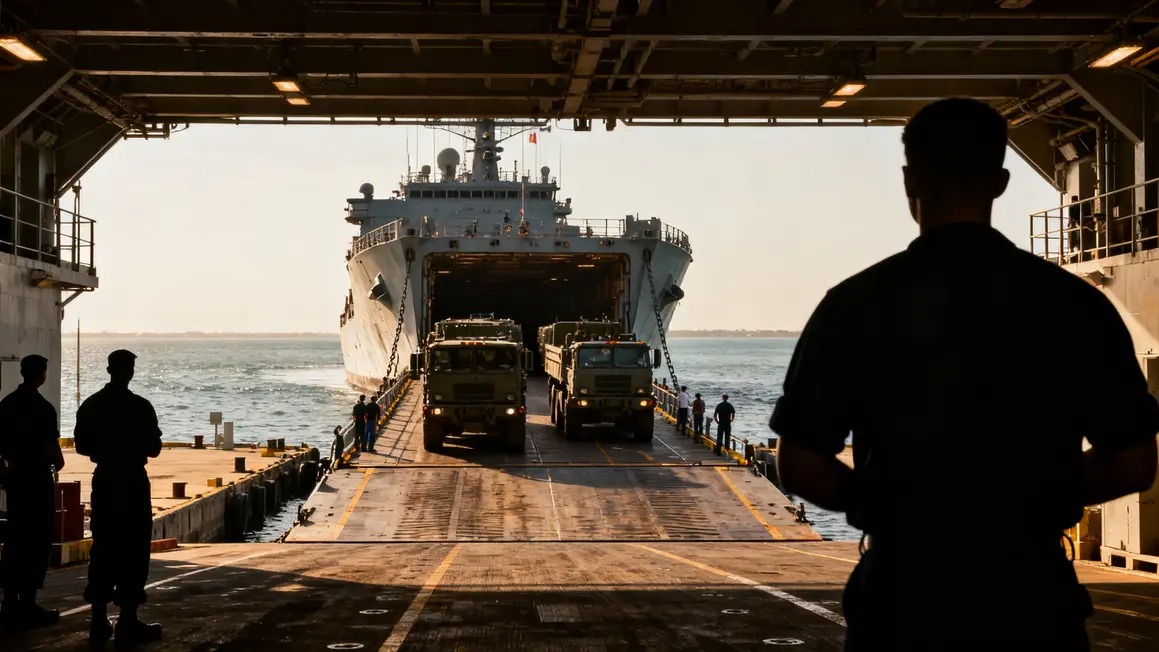 Navire amphibie USS Ashland en opération à Yokosuka