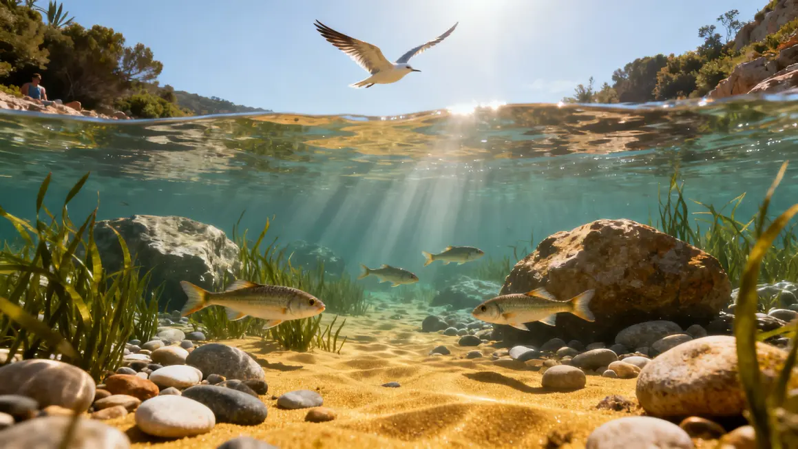 herbiers posidonies poissons plage menasina corse biodiversite