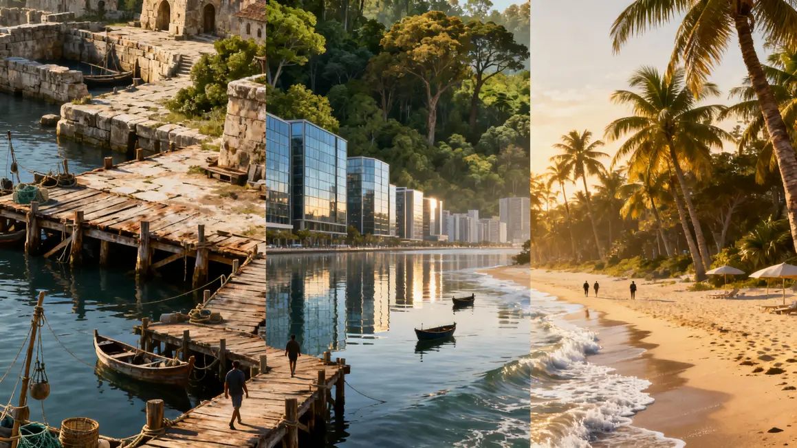 Carte trois régions côte Est américaine bateaux ports plages