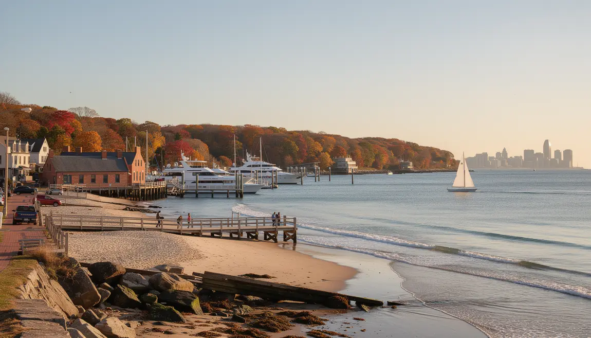 Vue panoramique photoréaliste côte Est américaine voilier plages marinas