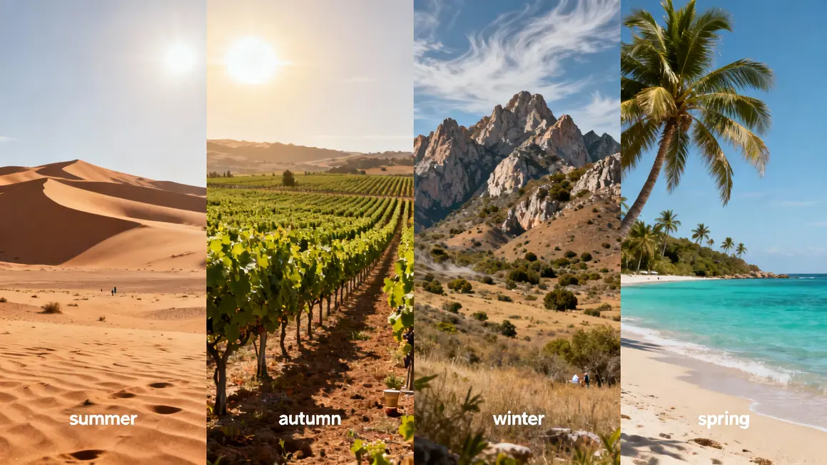 Paysages saisonniers Chili avec climats