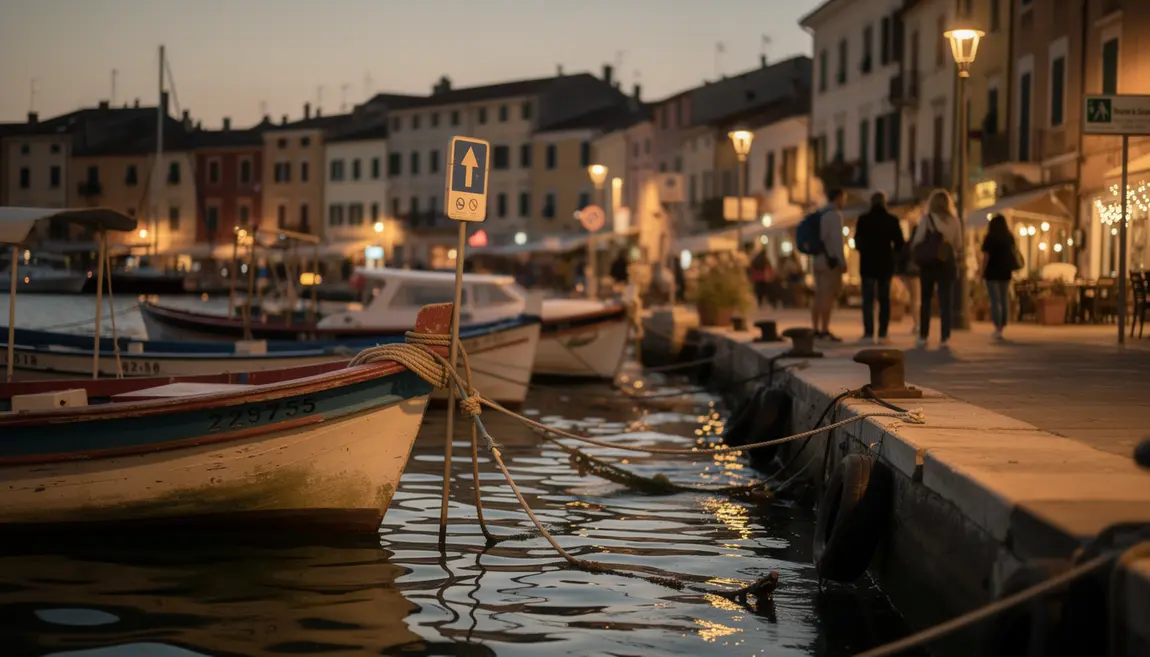 Vue sécurité port de Gênes soir, ambiance douce