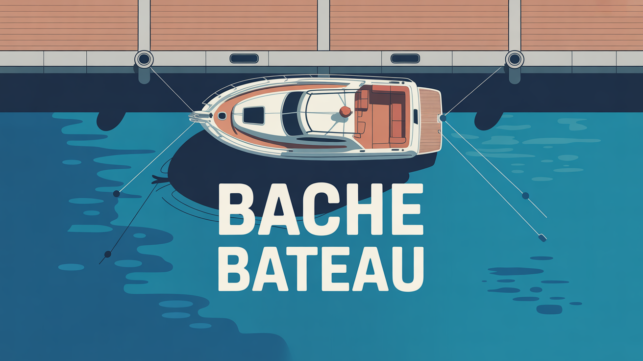 bache bateau protegee sur quai vue dessus