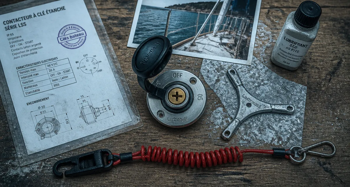 Cle bateau perdue ou cassée : clé marine et coupe-circuit sur table