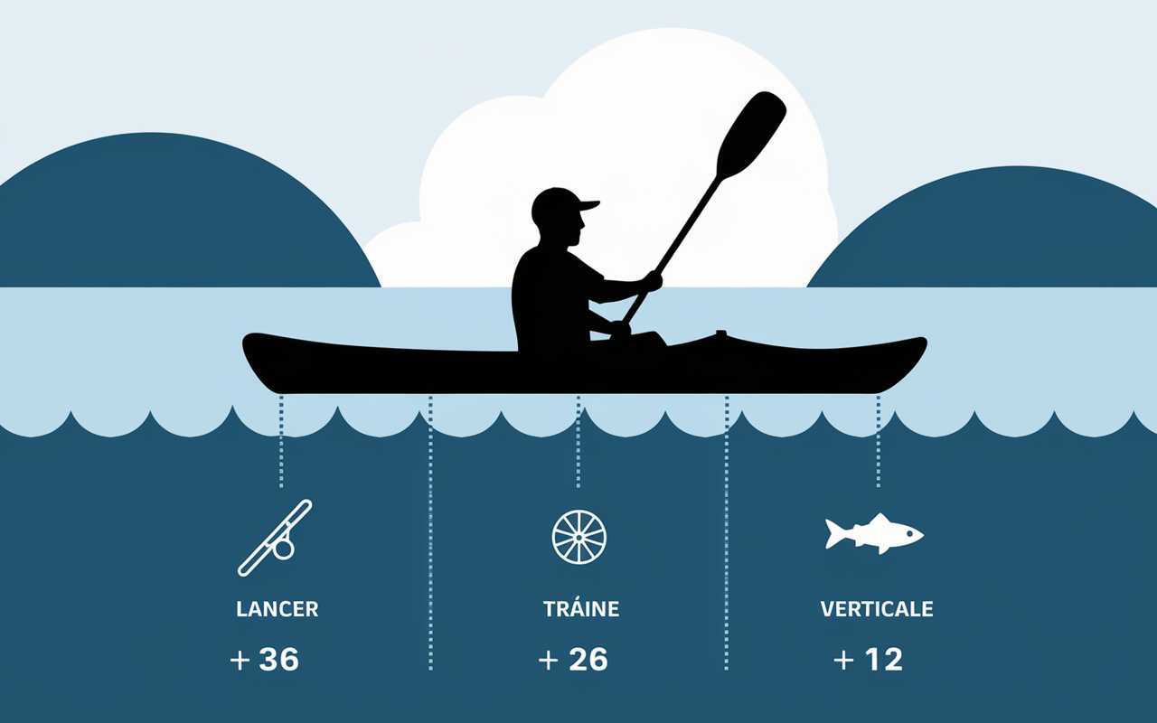 Techniques peche en kayak illustration zones