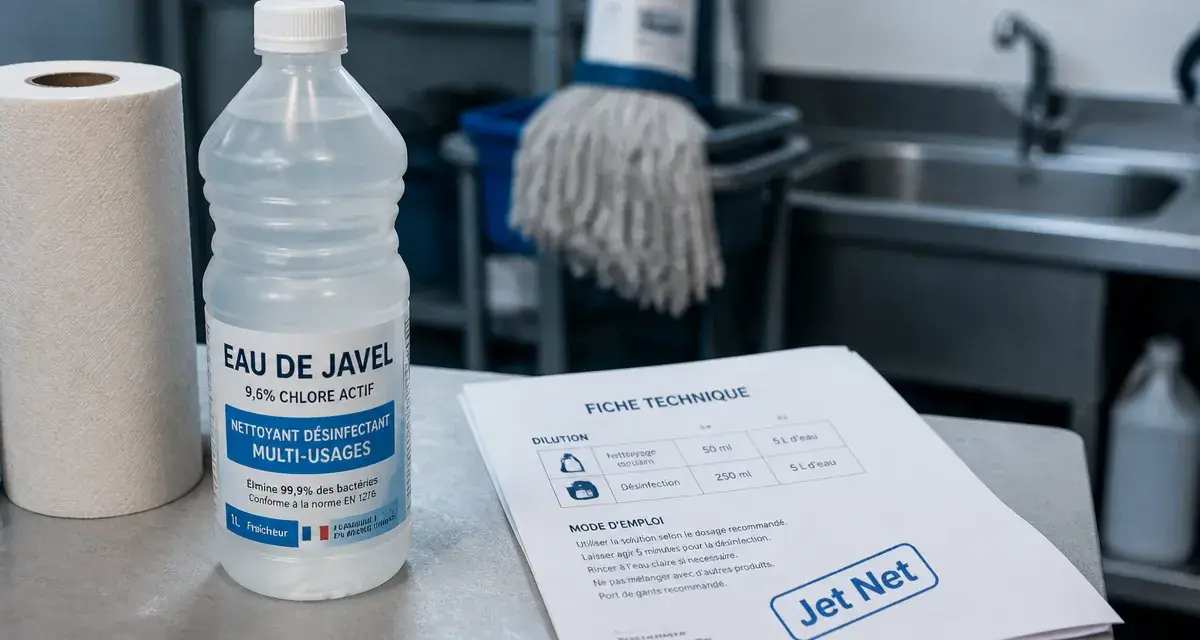 Jet net : fiche technique et eau de javel en buanderie